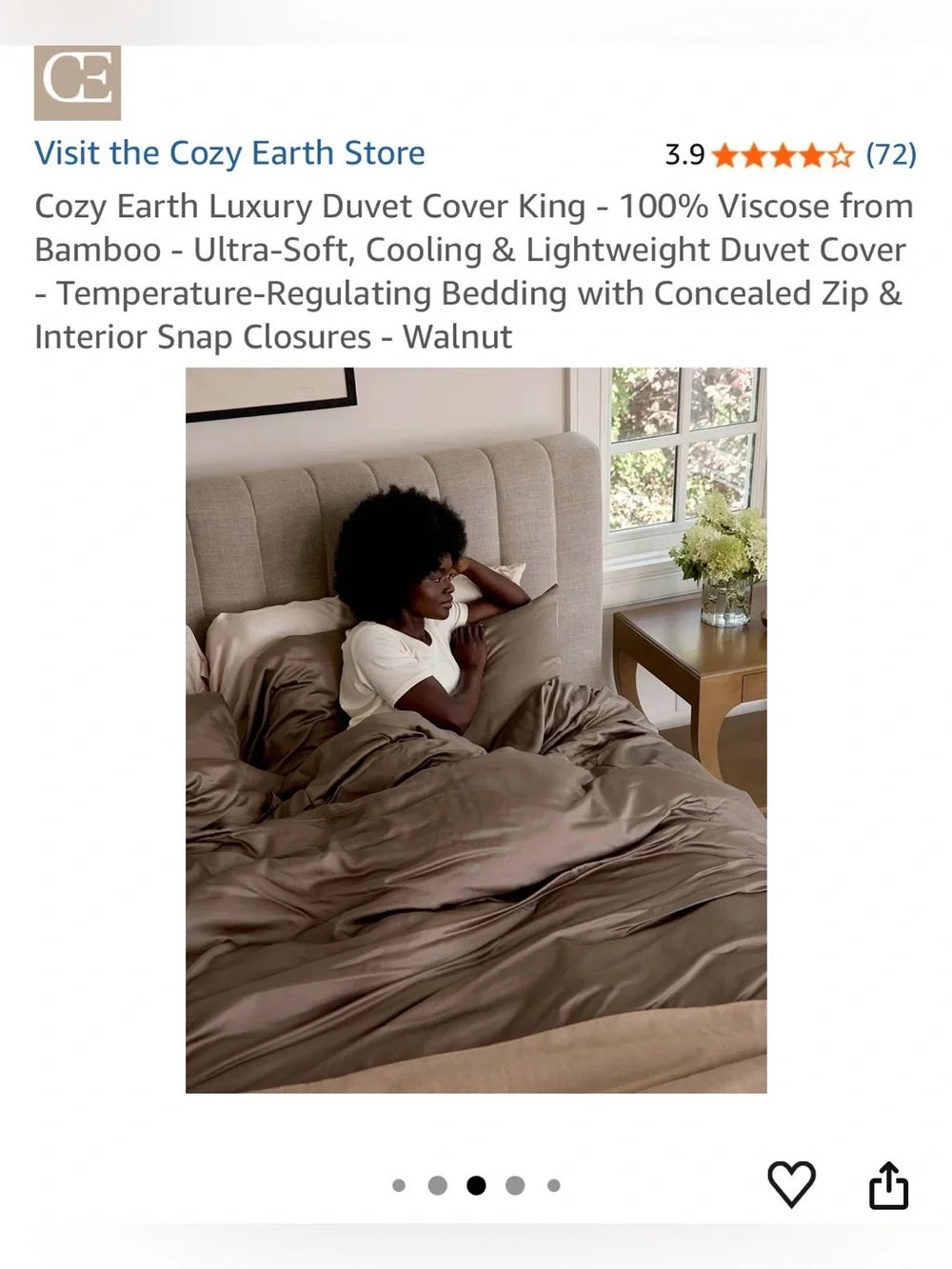 Brand new unopened Cozy Earth King Duvet Cover in Walnut